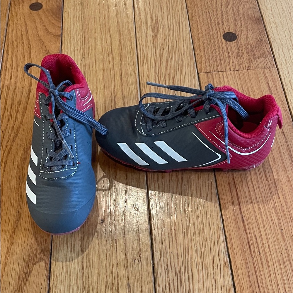 Adidas Kids' Gray and Red baseball cleats